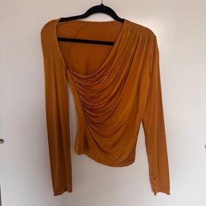 Lapointe Asymmetric Draped Long Sleeve Top